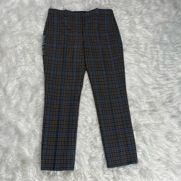 NWOT Theory Treeca Plaid Wool-Blend Pants Khaki Multi Dawson Portland Women’s 6 - Picture 2 of 12